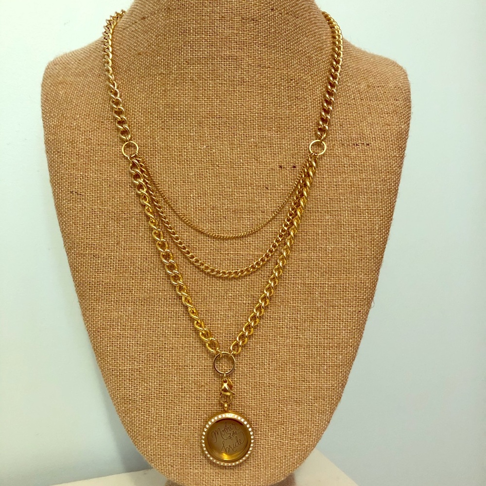 Origami Owl Triple Chain Gold Necklace